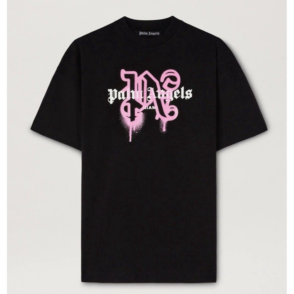 NWT Palm Angels Miami Pink Monogram  Spray Tee Tshirt XL Retail: $295